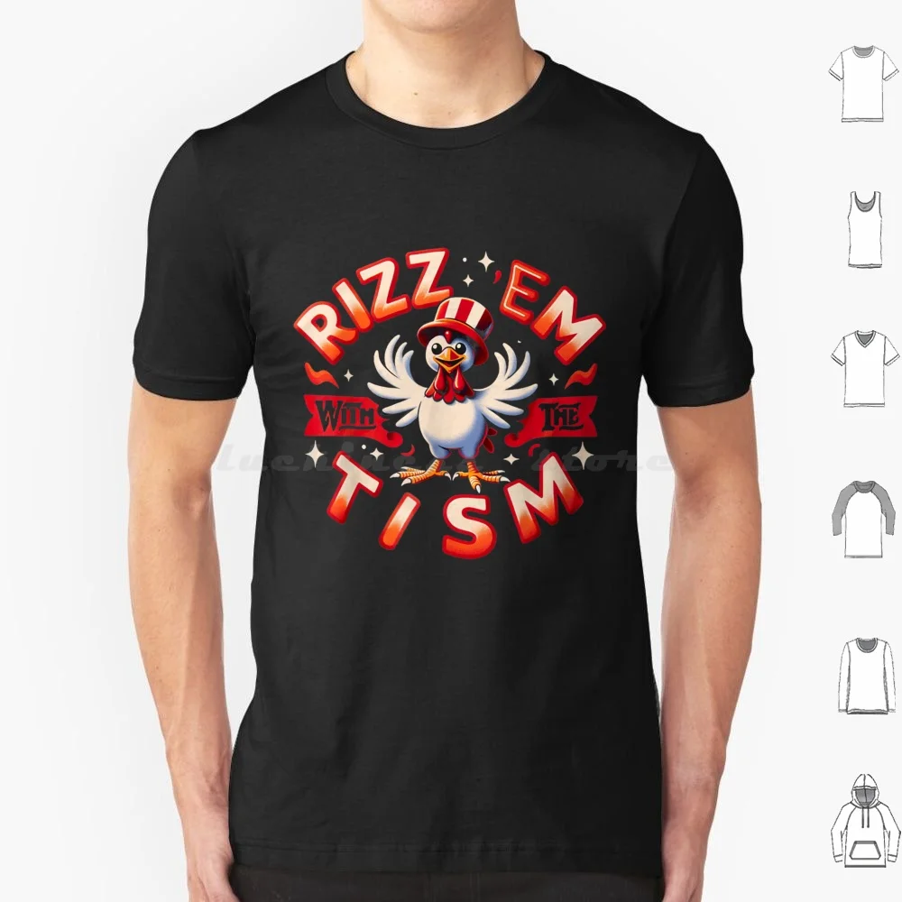 

Rizz Em With The Tism Футболка большого размера 100% хлопок Rizz Em With The Tism Em Rizz Funny Meme Autism The Tism Rizz Em With