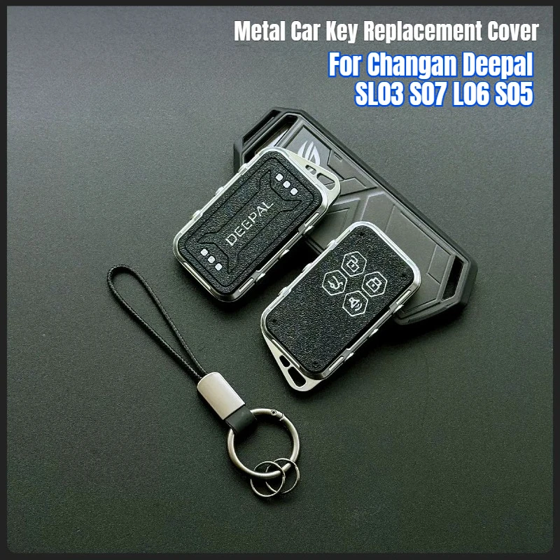 Car Key Replacement Cover Metal for Changan Deepal SL03 S07 L06 S05 Lightening Modified Remote Key Fob Anti-Scratch Accessories