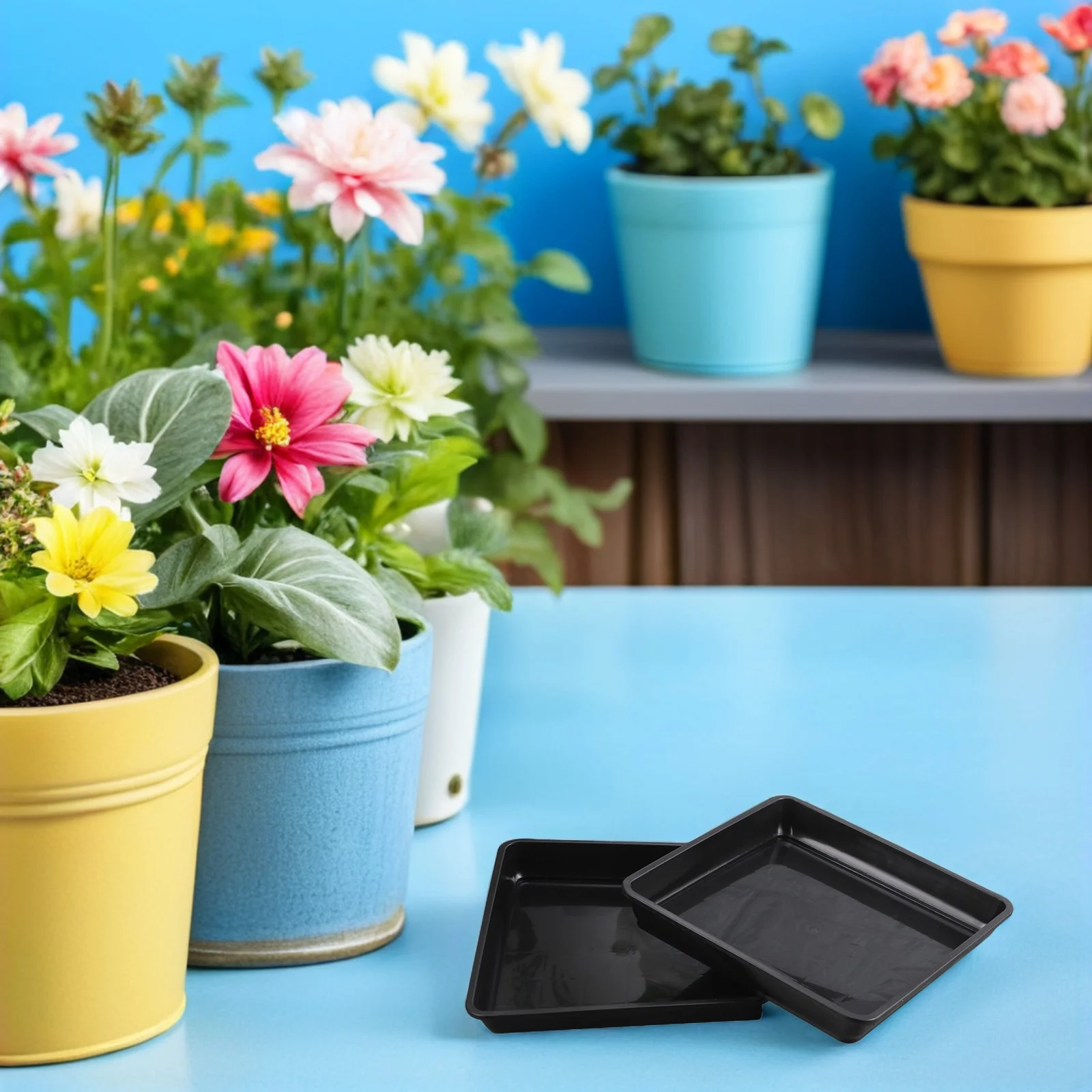 

20pcs Square Plastic Plant Saucer Black Flowerpot Base Tray Drainage Water Catcher For Indoor Outdoor Planter Drip Tray -