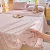 Double Layer Gauze Striped Flat Sheet, Soft Breathable Crinkled Cotton Bed Sheet,Machine Washable 6