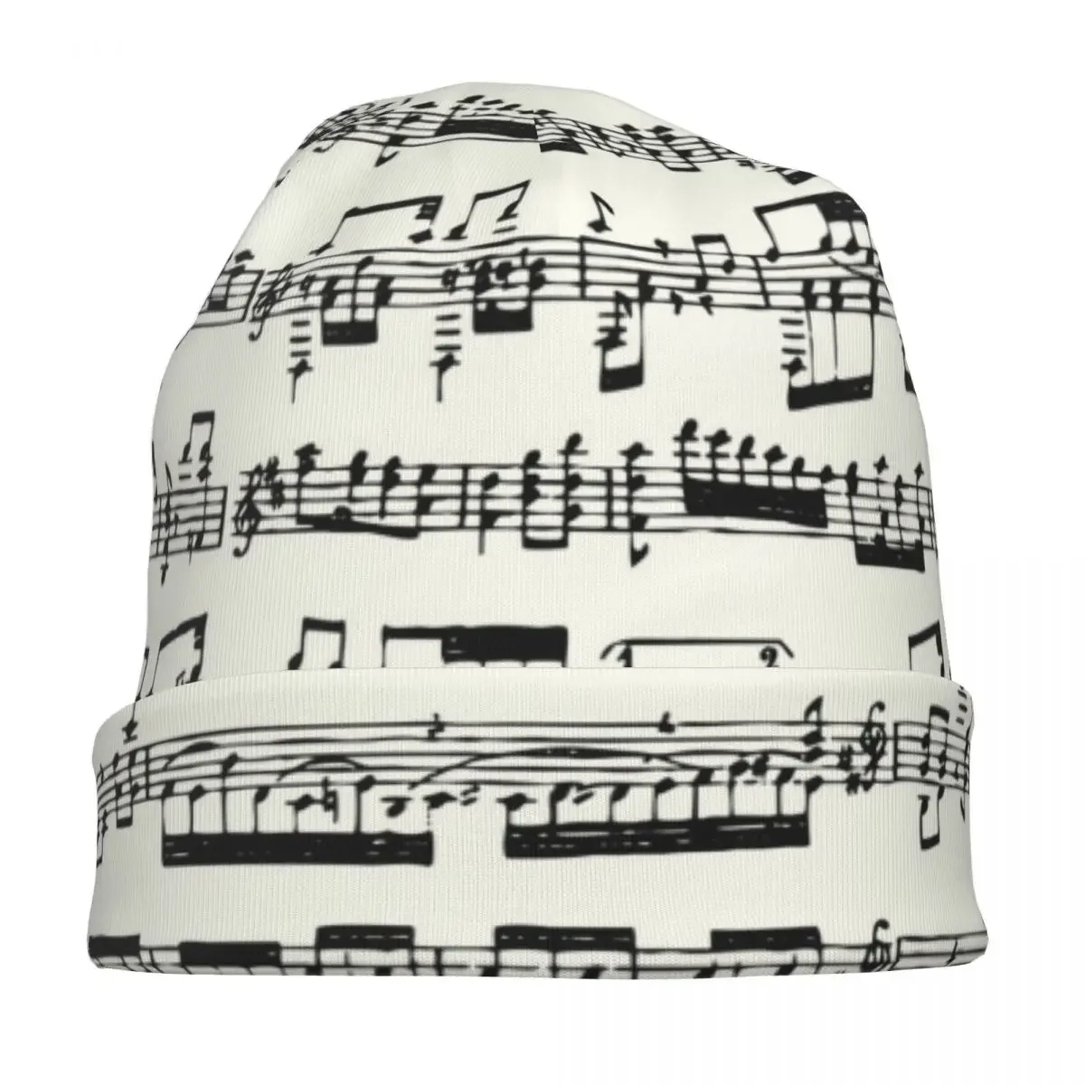 Sheet Music On Ivory Bonnet Hats Knitted Hat Casual Outdoor Musical Notes Skullies Beanies Hats Unisex Warm Dual-use Caps