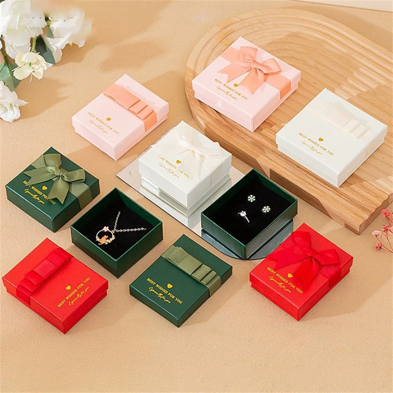 

Exquisite Bowknot Jewelry Box Storage OrganizerPortable Earring Ring Necklace Bracelet Travel Packaging Case Jewellery Tray