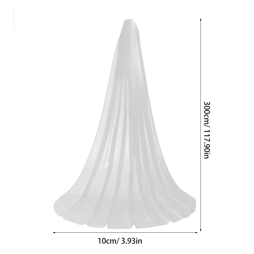 حجاب زفاف أنيق وبسيط 1 طبقة بطول 3 أمتار طول الأرض إكسسوارات زفاف شبكية ناعمة حجاب أبيض للعروس #4