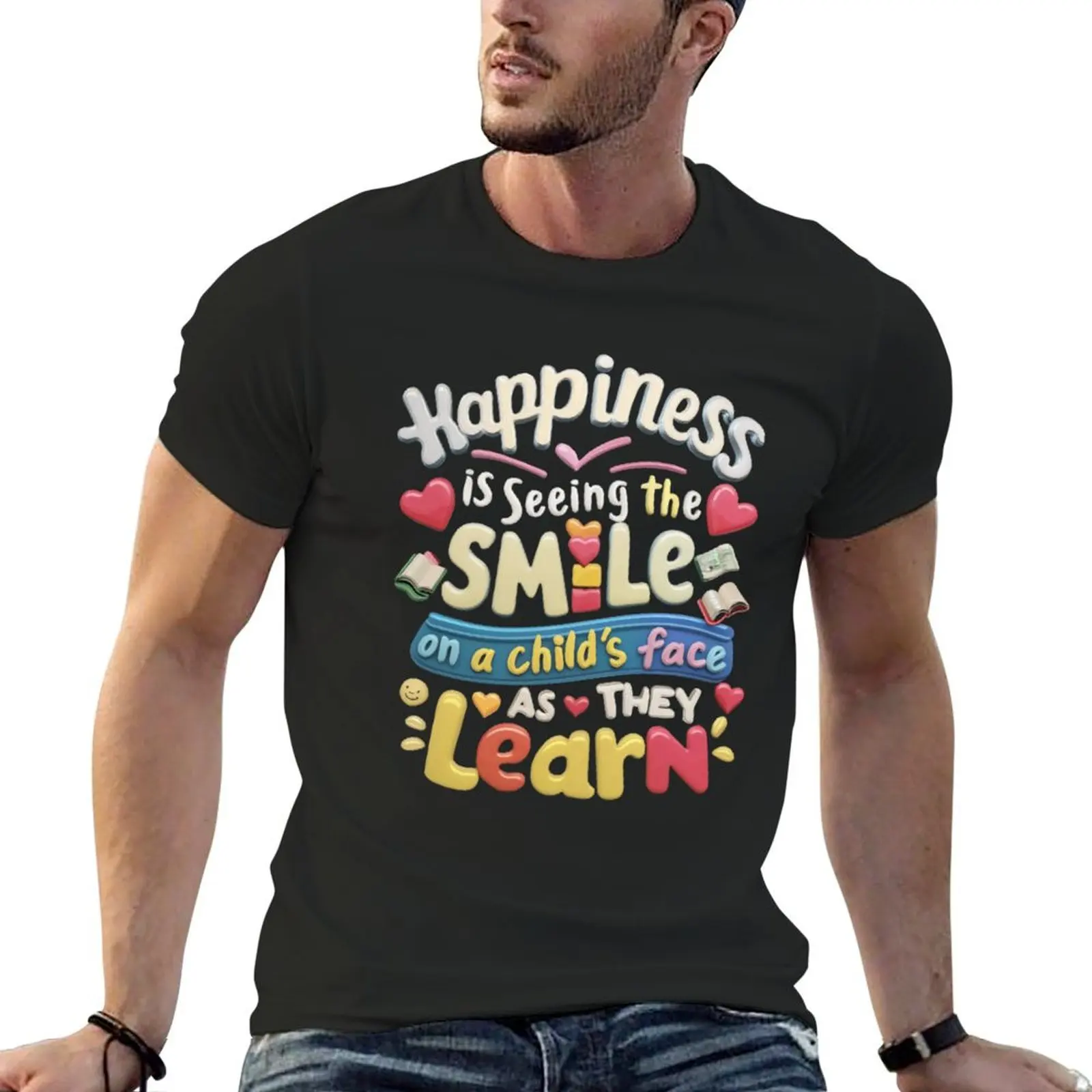 

Happiness is seeing the smile on a child's face as they learn. T-Shirt anime vintage anime shirt mens clothes