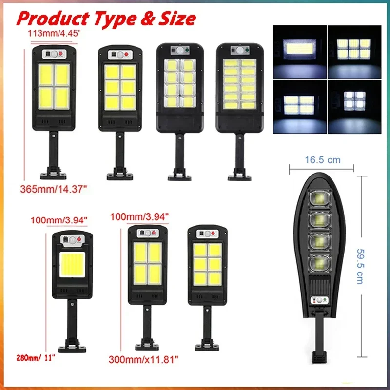 Imagem -02 - Luzes de Rua Solares com Modos Luminosos Lâmpada Impermeável com Controle Remoto Sensor de Movimento Iluminação para Jardim Pátio Caminho