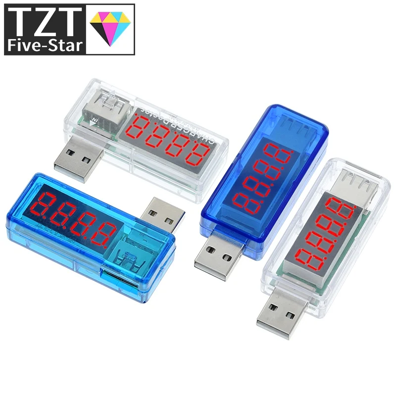 TZT Digital USB Mobile Power charging current voltage Tester Meter Mini USB charger doctor voltmeter ammeter Turn transparent