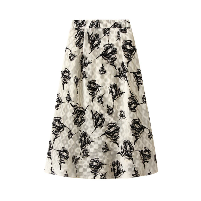 Print Long Skirts Women Summer Casual Elastic High Waist Chiffon Skirts Ladies A-line Flods Skirts Elegant Vestidos jupe femme