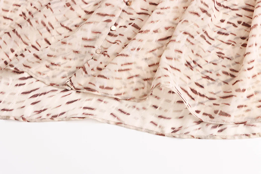 Sommerliches Damen-Shirt mit lässigem Muster, V-Ausschnitt, lockerer und atmungsaktiver Laternenärmel – Detail 26