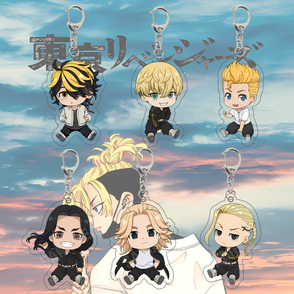 Anime Tokyo Revengers Chibi Acrylic Keychain 6CM Mikey Draken Bag Pendant Collectible Gift for Manga Fans