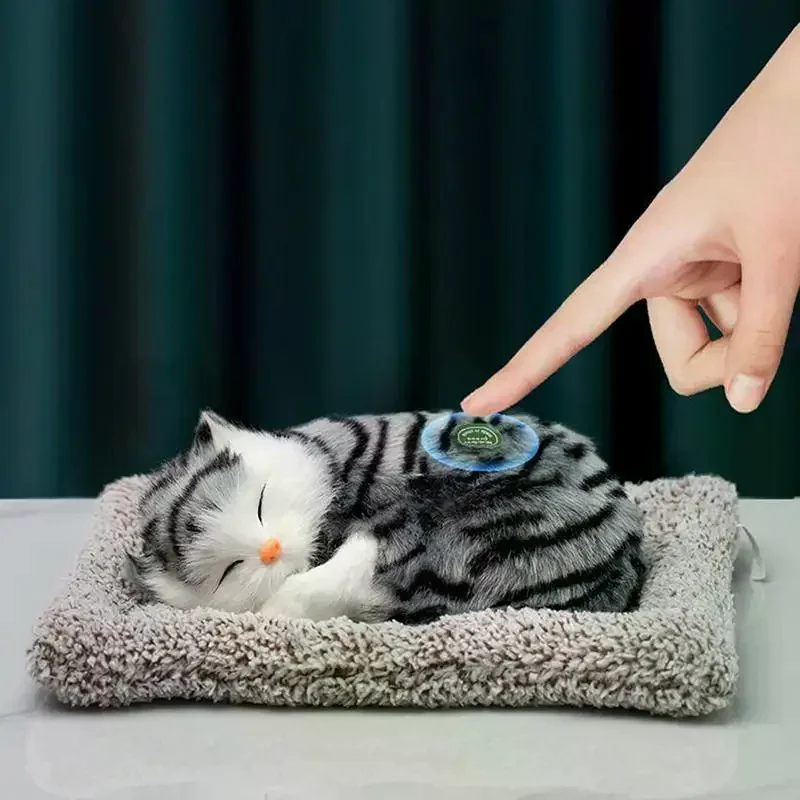 Kawaii Simulation Sleeping Cat Stuffed Animals Display Mold Portable Fake Cat Kittens Doll Ornaments Decoration Kids Plush Toys
