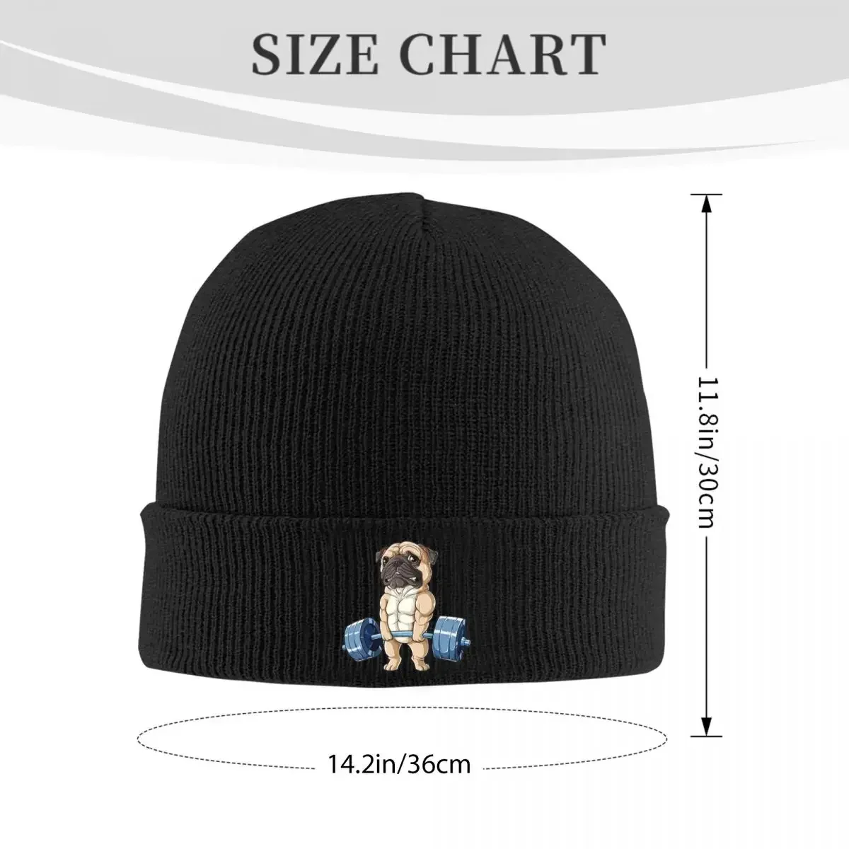 Pug Dog Weightlifting Exercise Fitness Gym Workout Knitted Bonnet Caps 100% Cotton Fashion Keep Warm Hats