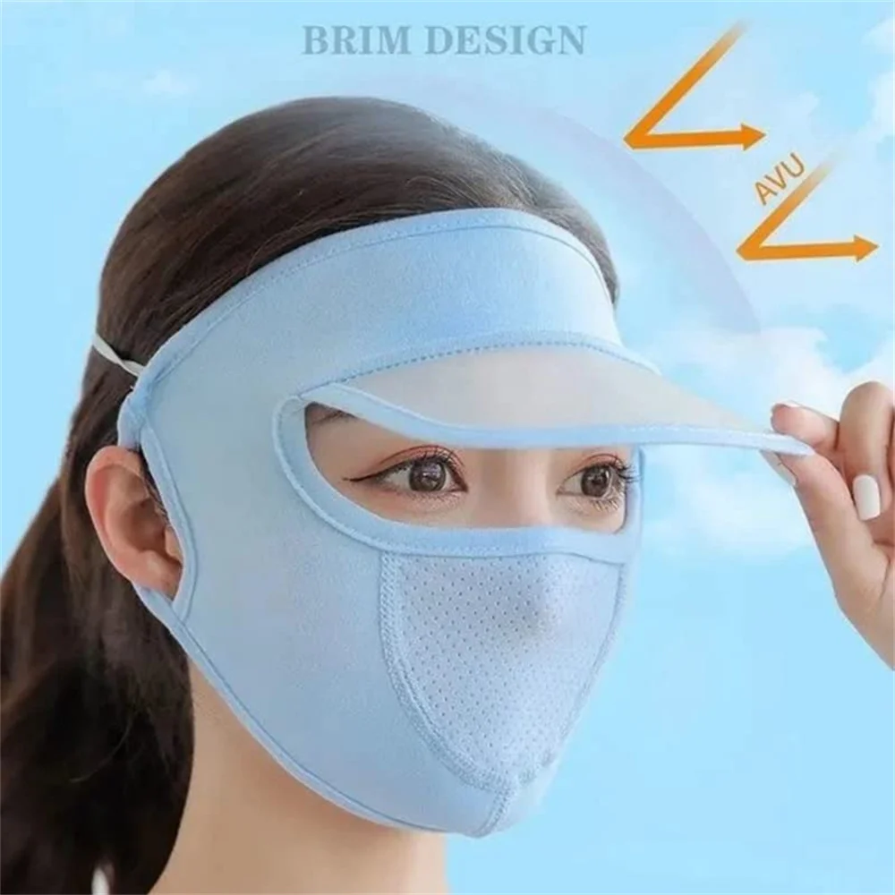 Ice Silk Full Face Mask,Sun Hats for Women UV Protection Thin,Sun Shade Hats for Women Ponytail Summer Cycling Outdoor