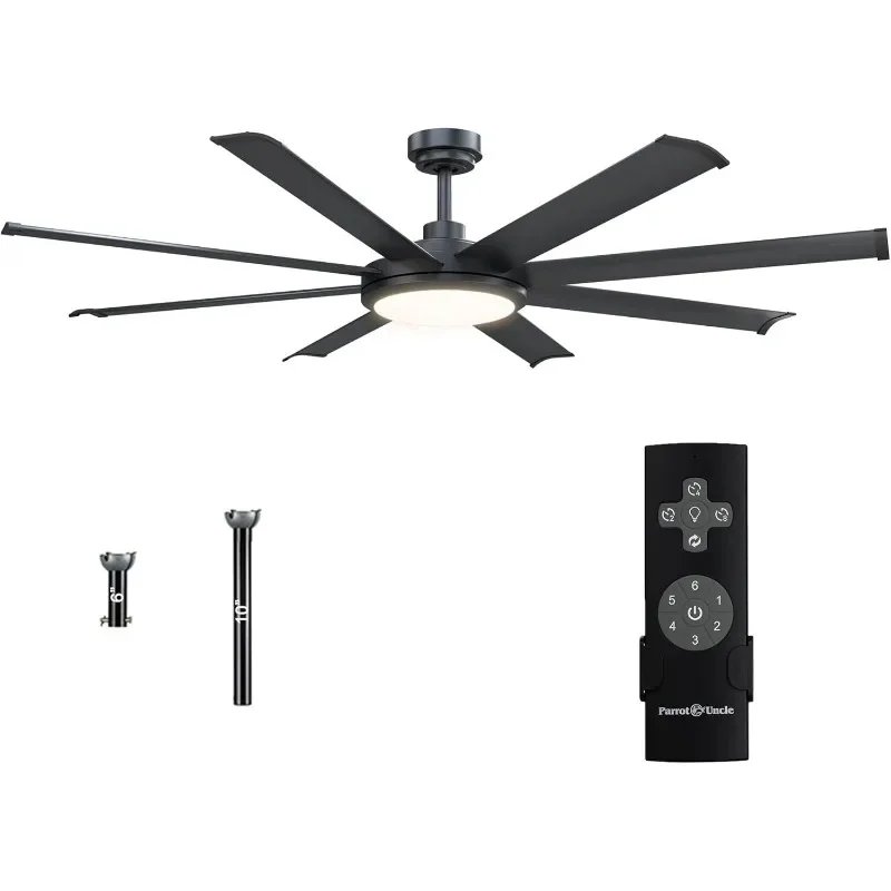 Ceiling Fans with Lights 60" Ceiling Fan with Remote Modern Black Ceiling Fan for Covered Outdoor