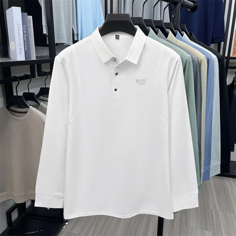Modetrend Neues Herren-Print-Poloshirt Frühling Herbst Leichtes Hautfreundliches Langarm-T-Shirt Pendler-Herrenbekleidung – Detail 13