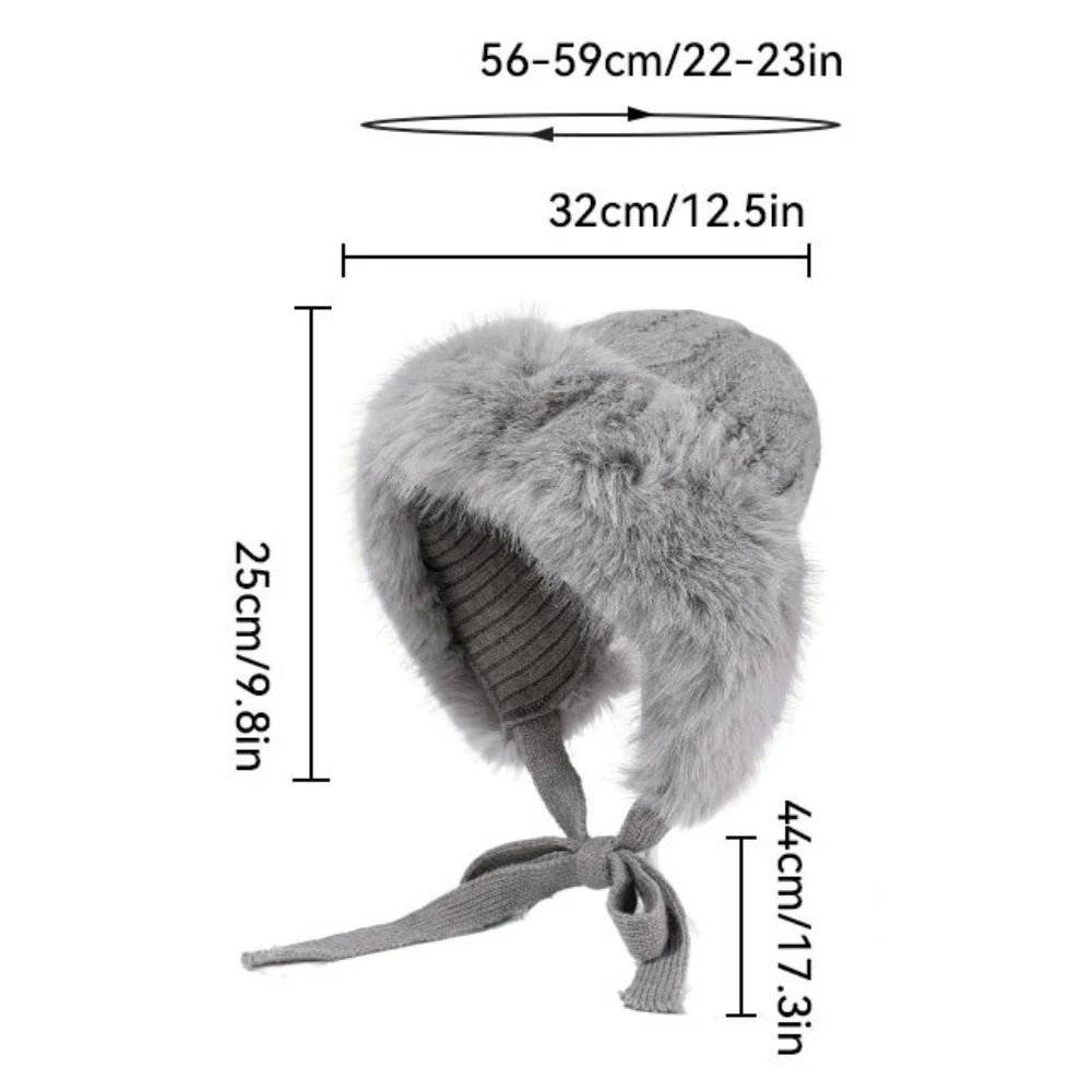 HT4917 Gestrickte Hut Neue Dicke Warme Winter Russische Hut Frauen Winddicht Flauschigen Pelz Hut Dame Skullies Beanies Weibliche Ski Earflap Kappe – Detail 1
