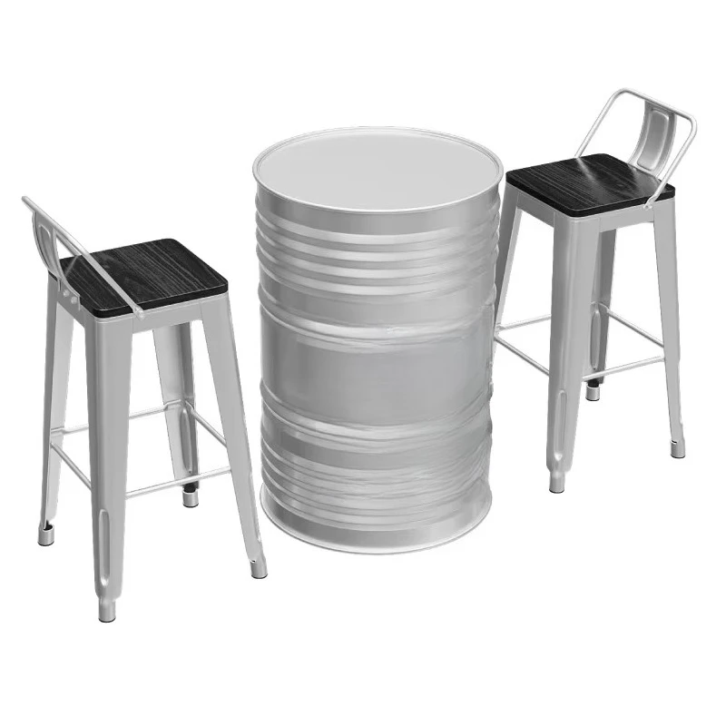 Industrial oil drum creative outdoor commercial high table and chair combination bar and lounge area furniture set