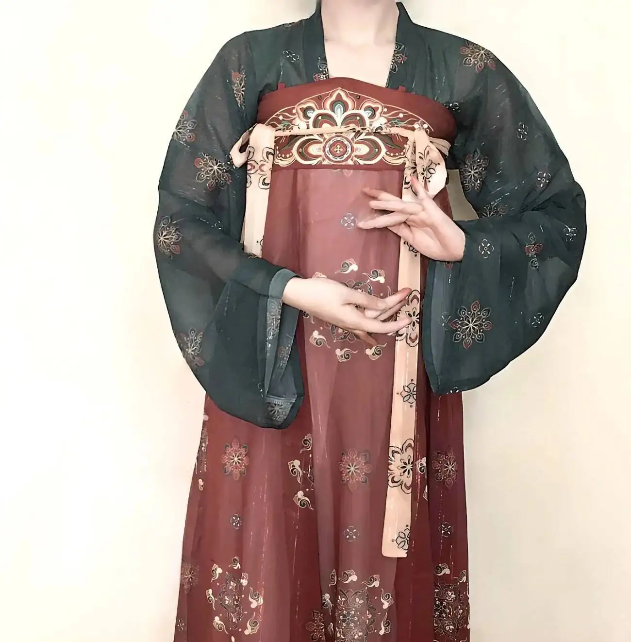Saia grande bainha estilo chinês hanfu genuíno original estilo chinês hanfu vestido antigo oriental vestido de princesa senhora elegância