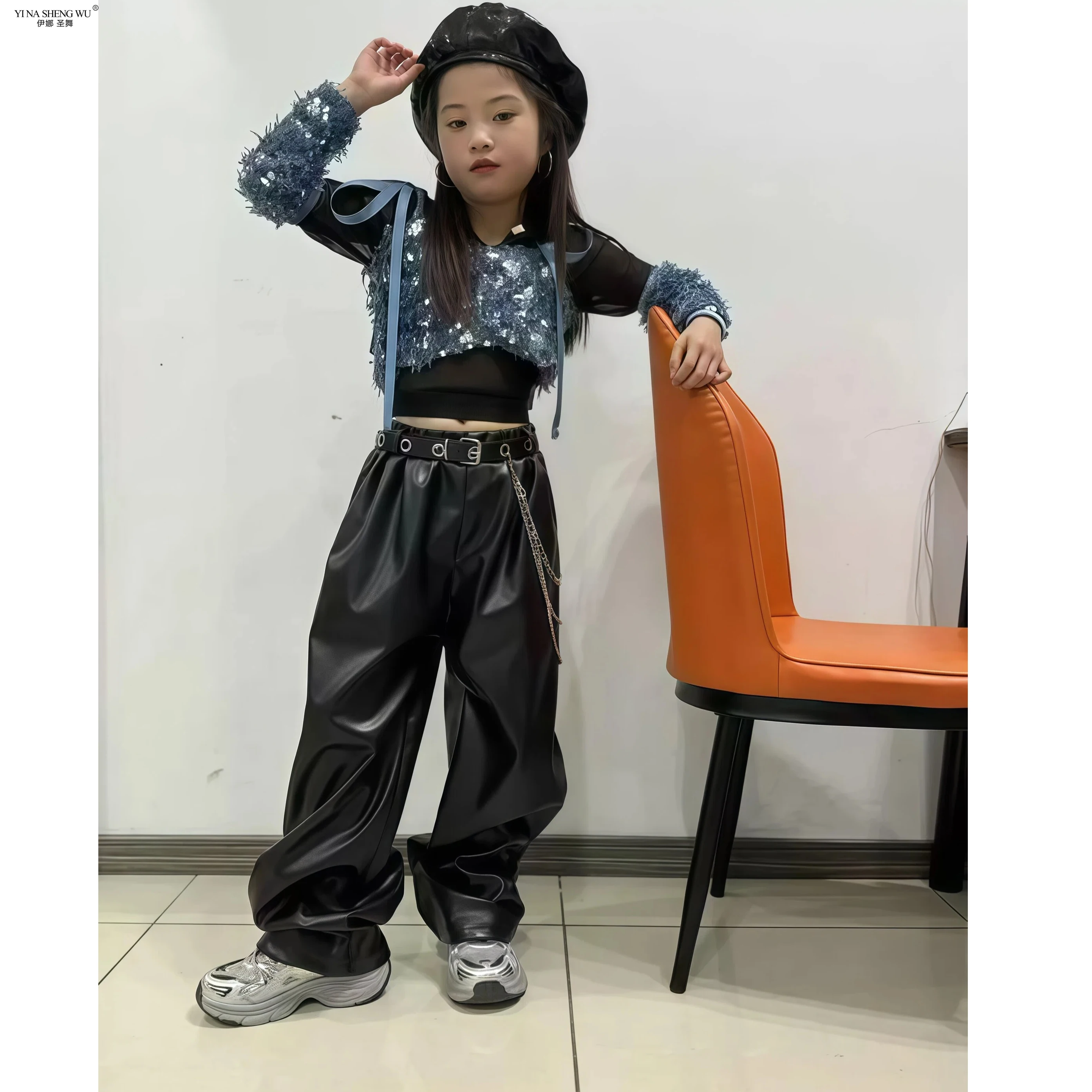 modern-jazz-dance-costume-girls-blue-sequin-hooded-tops-silver-pants-hip-hop-kids-festival-performance-stage-dance-wear