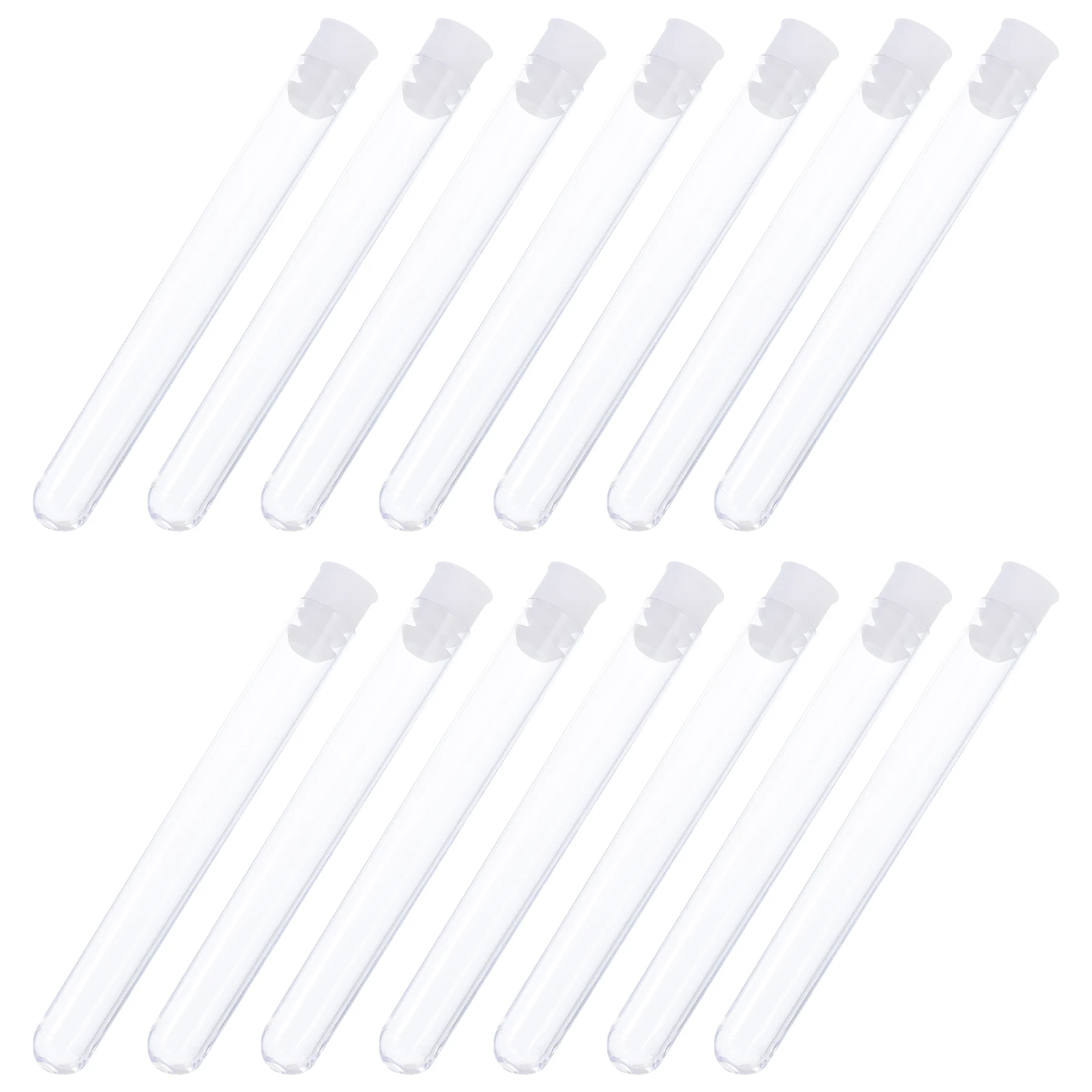 100pcs Clear Plastic Test Tubes With White Screw Caps Sample Containers Bottles Push Caps Science Laboratory Tubes