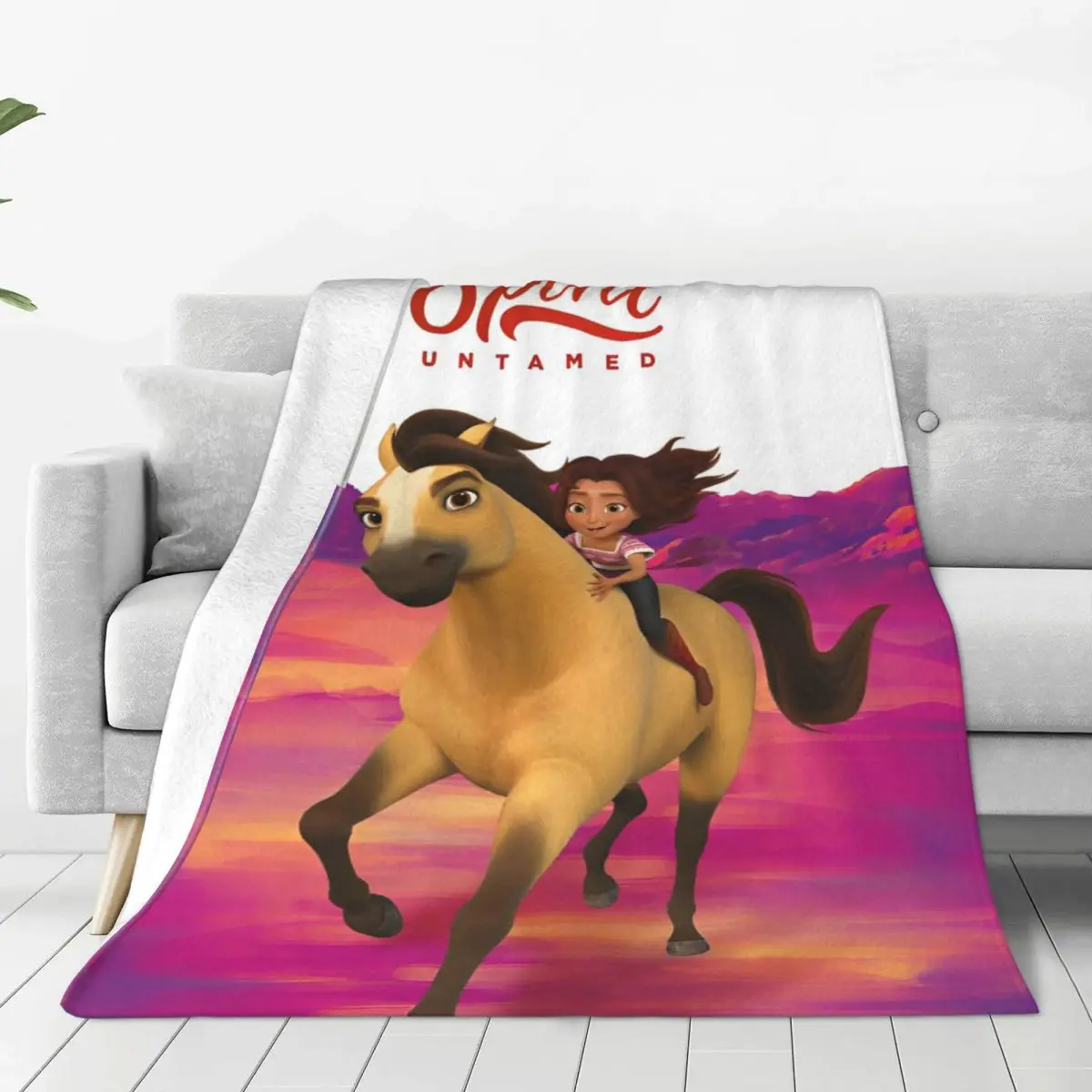 Spirit Riding Free Cartoon Horse Throw Blanket Merch For Bed Comfortable Throw Blankets Christmas Gifts