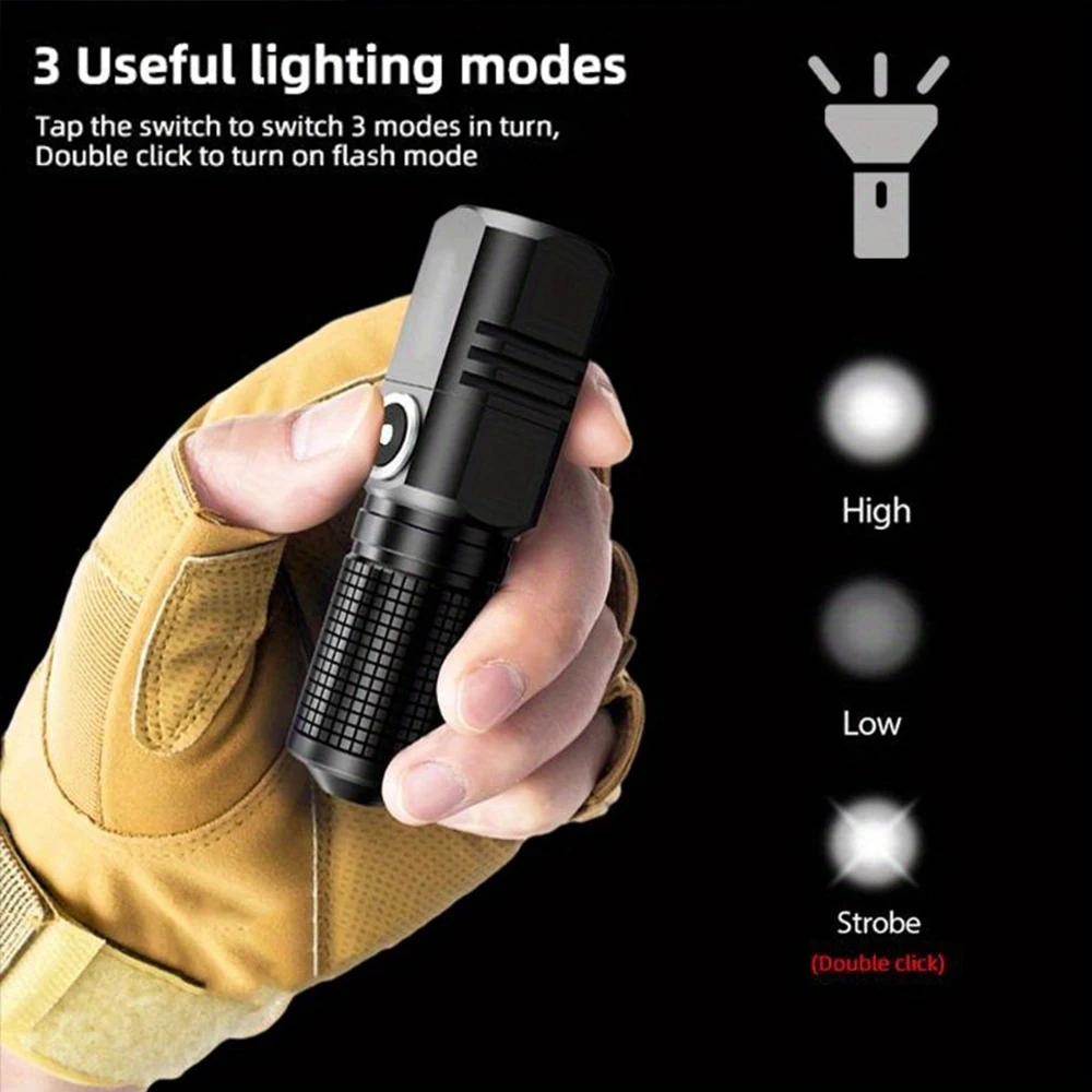 P50 LED Flashlight USB Rechargeable Mini Flashlight Powerful Zoomable Flashlight for outdoors,walk a dog, Camping,Walking