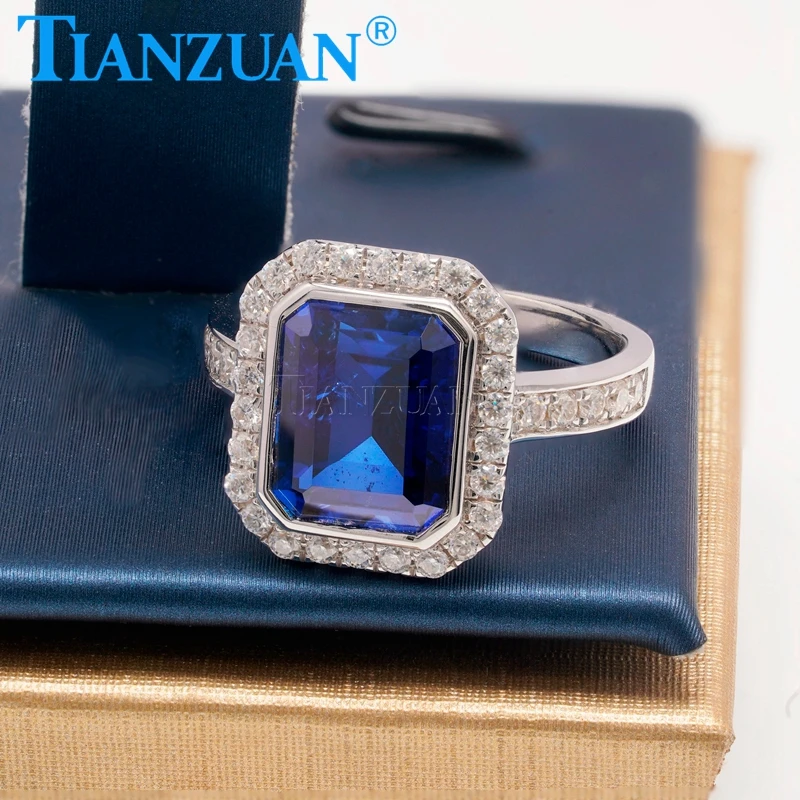 Luxury Simulation Sapphire Rings Trendy 925 Sterling Silver Jewerly Men Women Party Engagement Ring Gifts Fine Jewelry