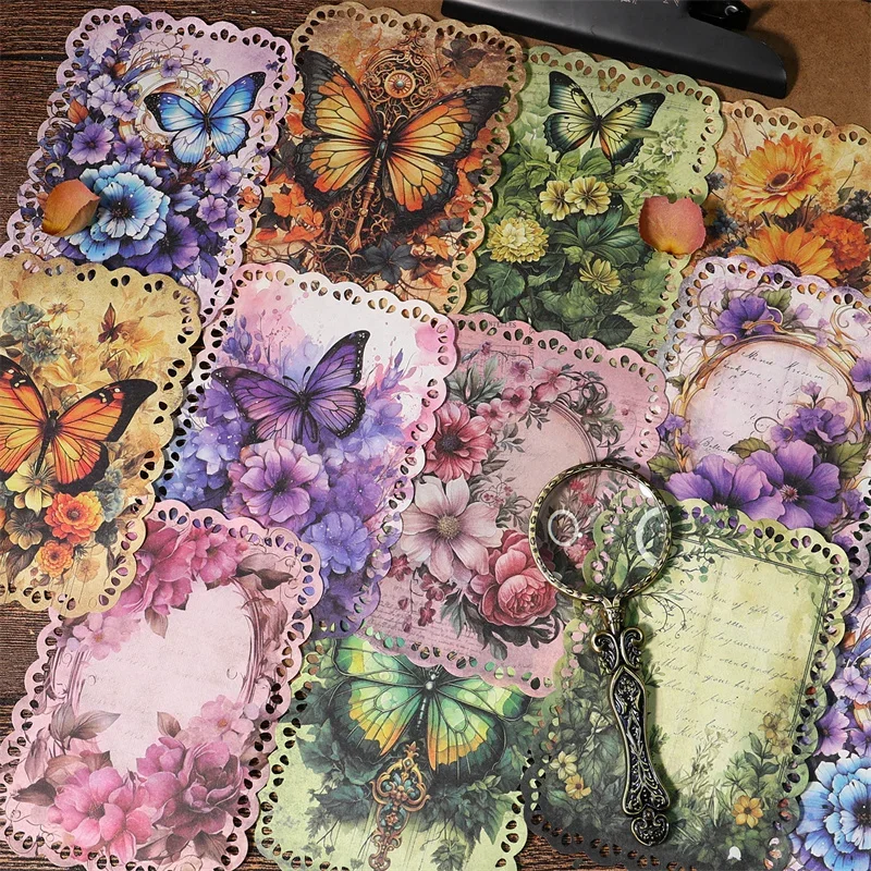 20Pieces Forest Material Paper Vintage Plants Flowers Butterflies Garden Handbooks Notebooks Handwriting Scrapbook 177*115MM