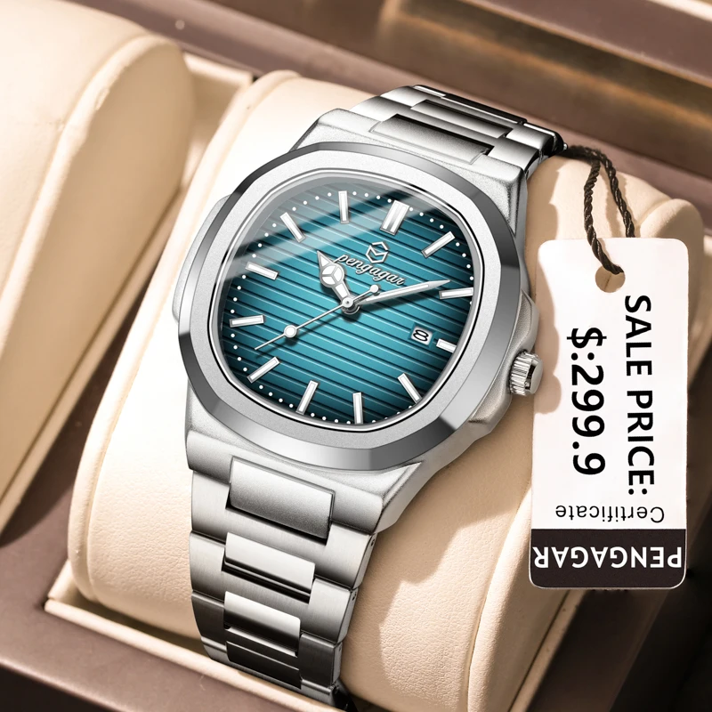 2025 جديد فاخر ساعة عسكرية للرجال مربع مقاوم للماء مضيئة تاريخ الأسبوع الرجال ساعة الفولاذ المقاوم للصدأ كوارتز ساعات رجالية Reloj + صندوق #2