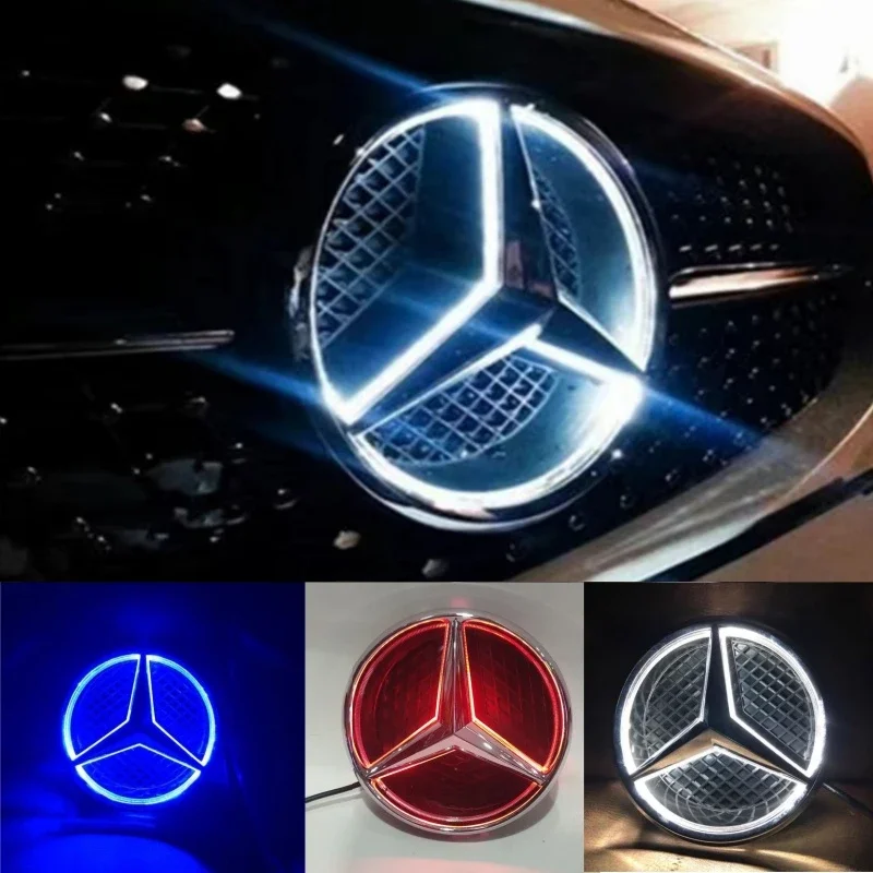 White Blue Red Light Car Front Grilled Star Emblem LED Illuminated Logo for Mercedes Benz W204 GLK300 GLK250 GLK350 2013-2019