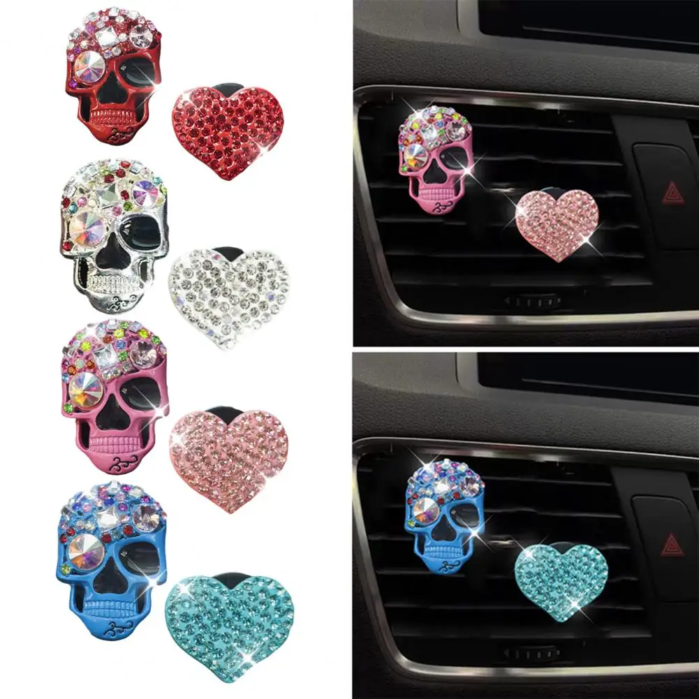 2 Pcs Skull Decor Car Stuff Air Fresh Vent Clip Truck Accessories For Jeep Toyota Cute Goth Skeleton Car Scents Decor