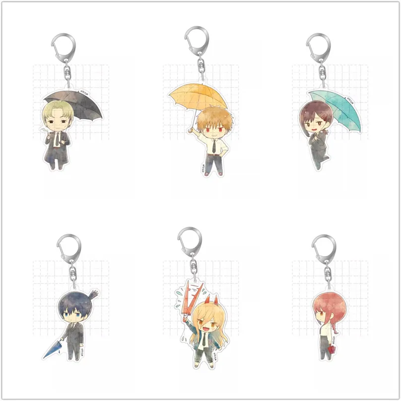 Game Denji Makima Power Pochita Hayakawa Aki Keychain Doll Anime Kishibe Higashiyama Kobeni Acrylic Keyring for Gift