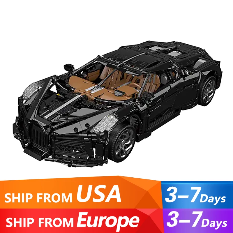 

Technical MOC 13163 Black Super Sport Racing Car Supercar SportCar La Voiture Noire Model 4688PCS Building Blocks Brick Toy Gift