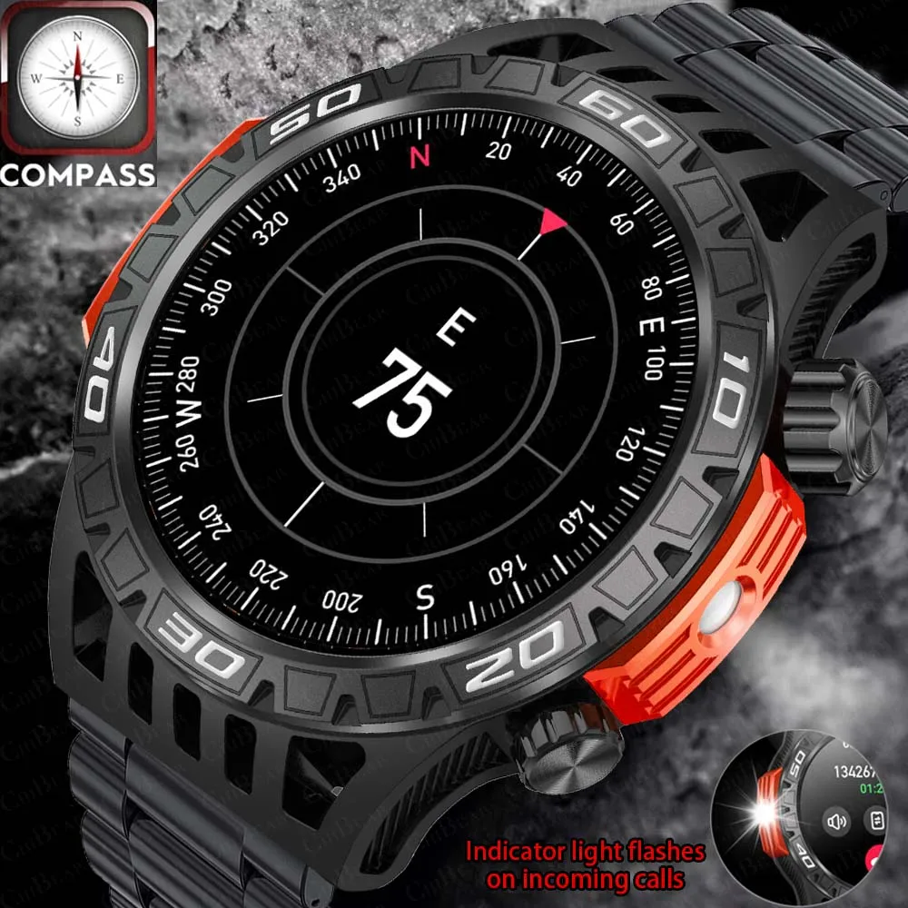 

New Sports Smart Watch Men With LED Lighting Health Tracker Compass Ultra Long Standby Bluetooth Call SmartWatch For Android IOS