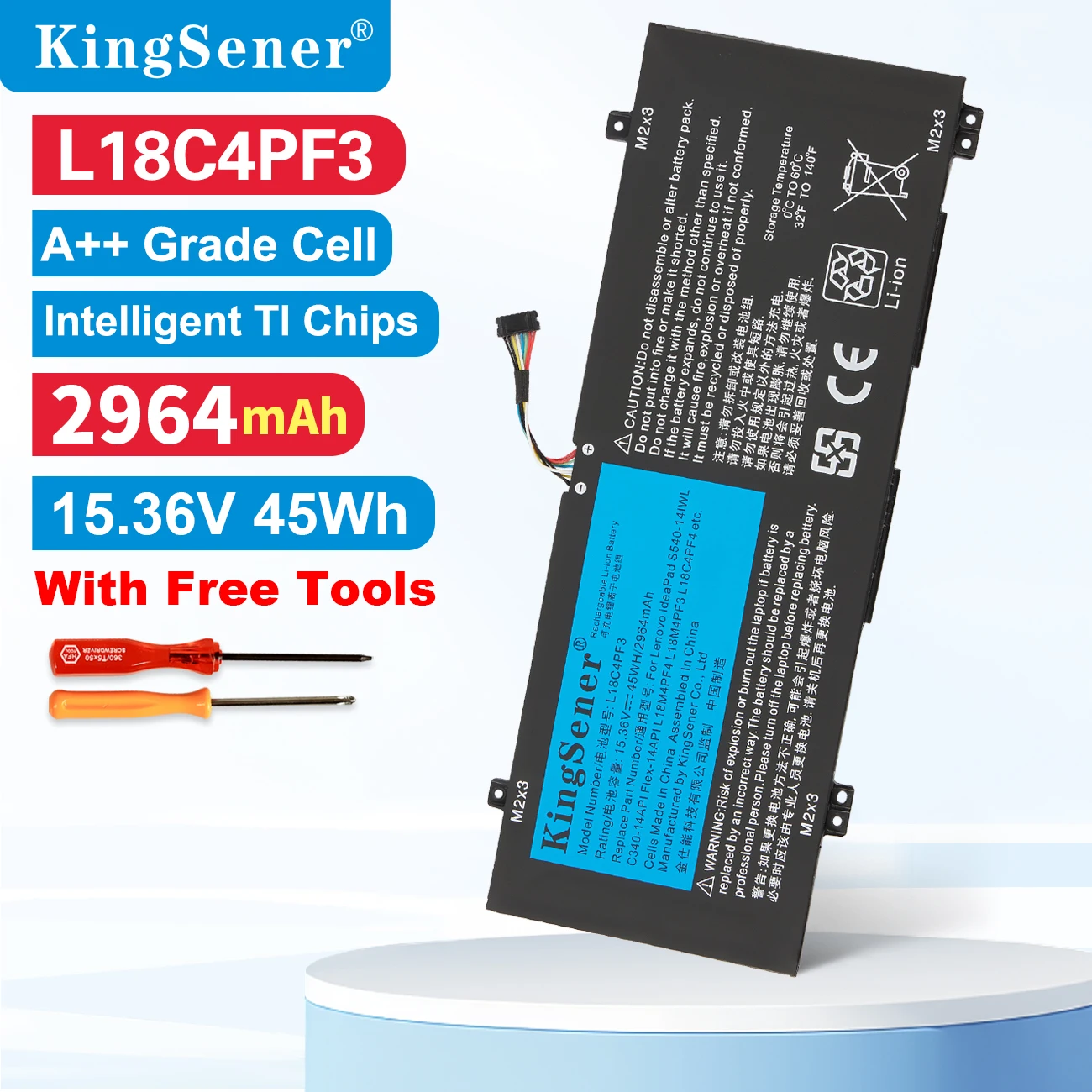 

KingSener L18M4PF4 L18M4PF3 L18C4PF3 L18C4PF4 Battery For Lenovo IdeaPad C340-14API 14IWL S540-14API IML Flex-14API 11.36V 45WH