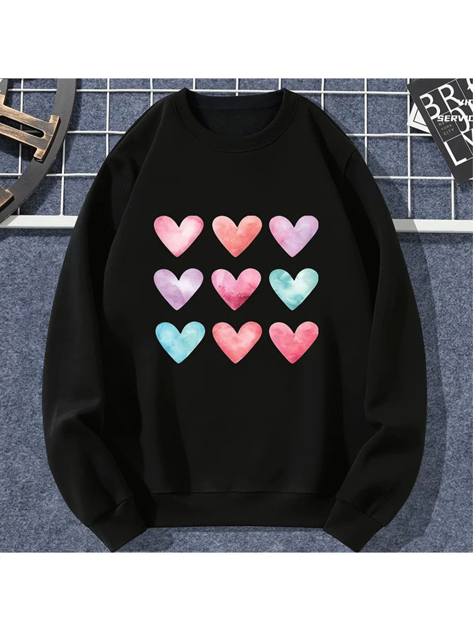 

Nine Hearts Graphic Printing Autumn and Winter Cotton Men's and Women's Sweatshirts Outdoor Sports Leisure Fashion Trend