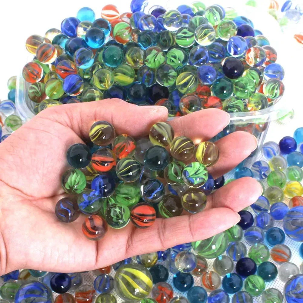 10 pz 14mm marmi di vetro colorato giocattolo bambini palline di marmo gioco di corsa solitario giocattolo Accs vaso di riempimento e serbatoio di pesce giocattolo per la casa regalo