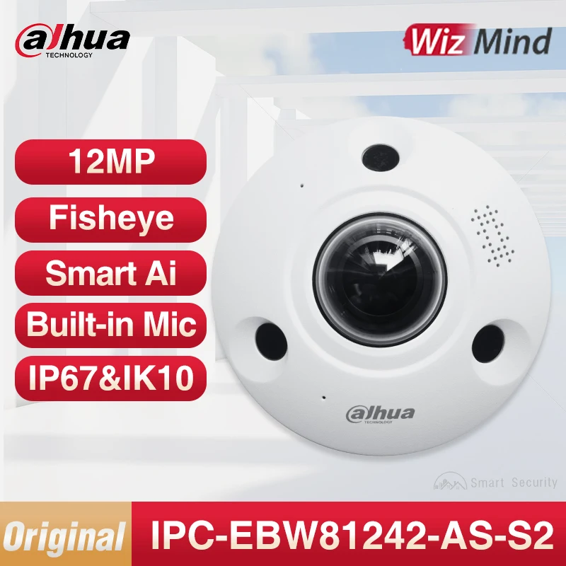 camera de vigilancia dahua fisheye ipc 360 mic e alto falante integrados suporta mapa de calor contagem de pessoas wizmind 12mp ebw81242 as s2 01