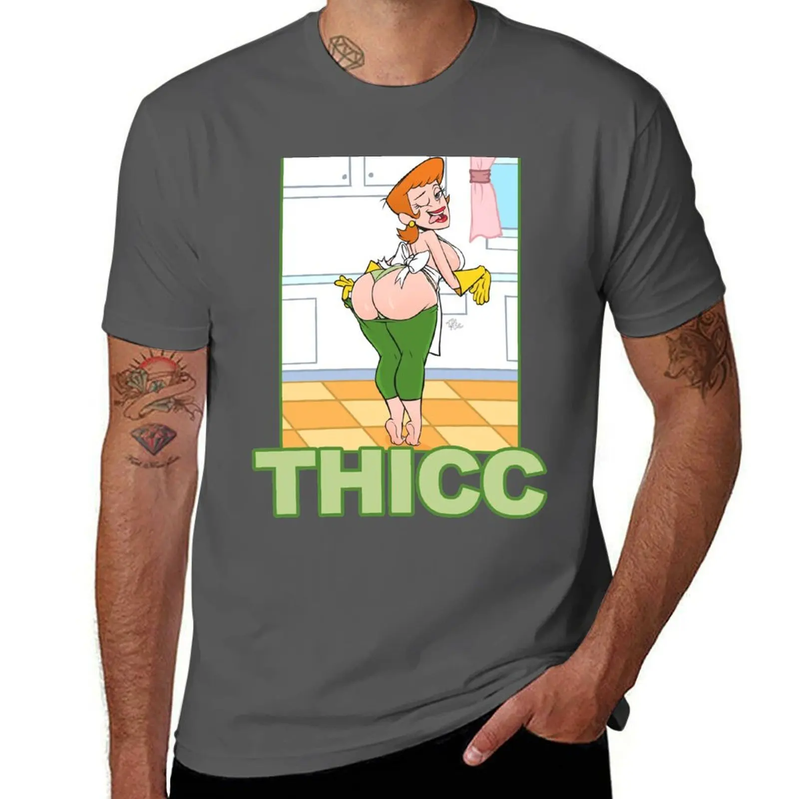 

Футболка Thicc Mom, одежда в стиле каваи, забавные футболки с мемми, мужская одежда больших размеров