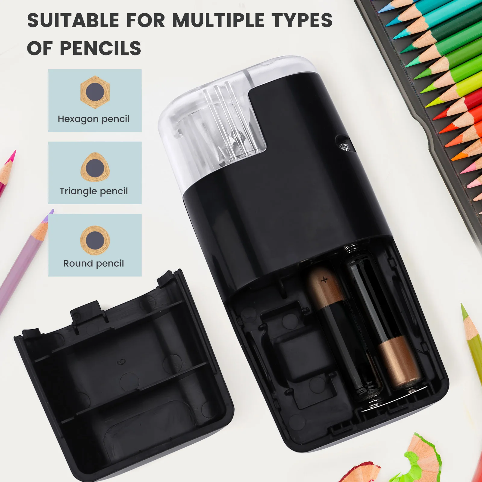 EAGLE Electric Pencil Sharpener for Artists Kids Adults Colored Pencils Battery-Operated, Portable, Manual/Electric Compatible