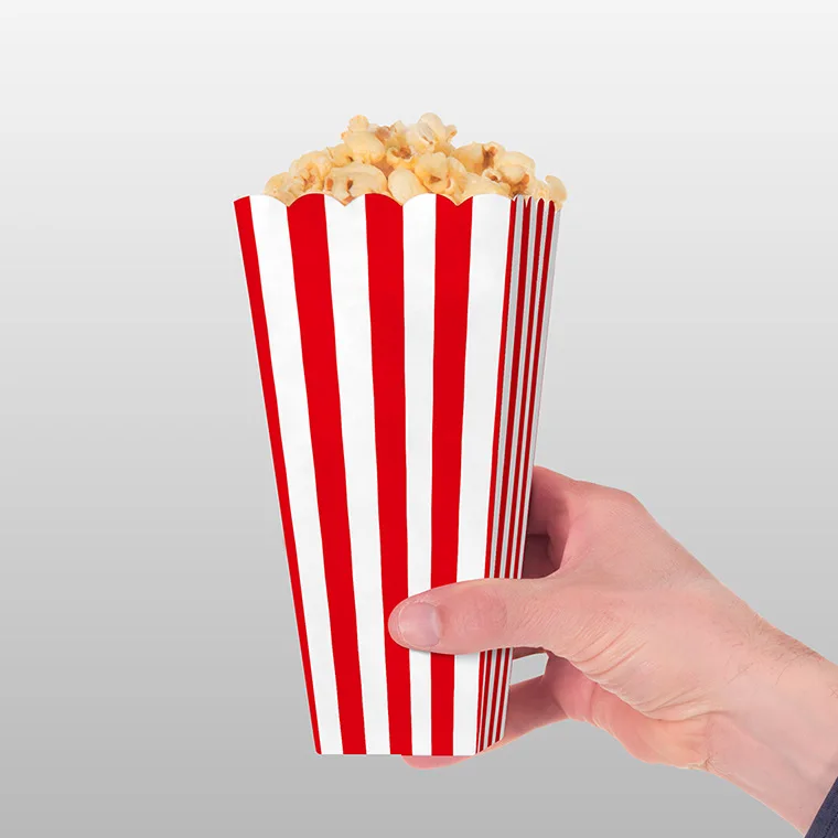 12/36/60/120 Stuks Roze Witte Streep Popcorn Dozen Pop Maïs Snoep Gunst Zakken bruiloft Verjaardag Film Party Servies Snack Dozen