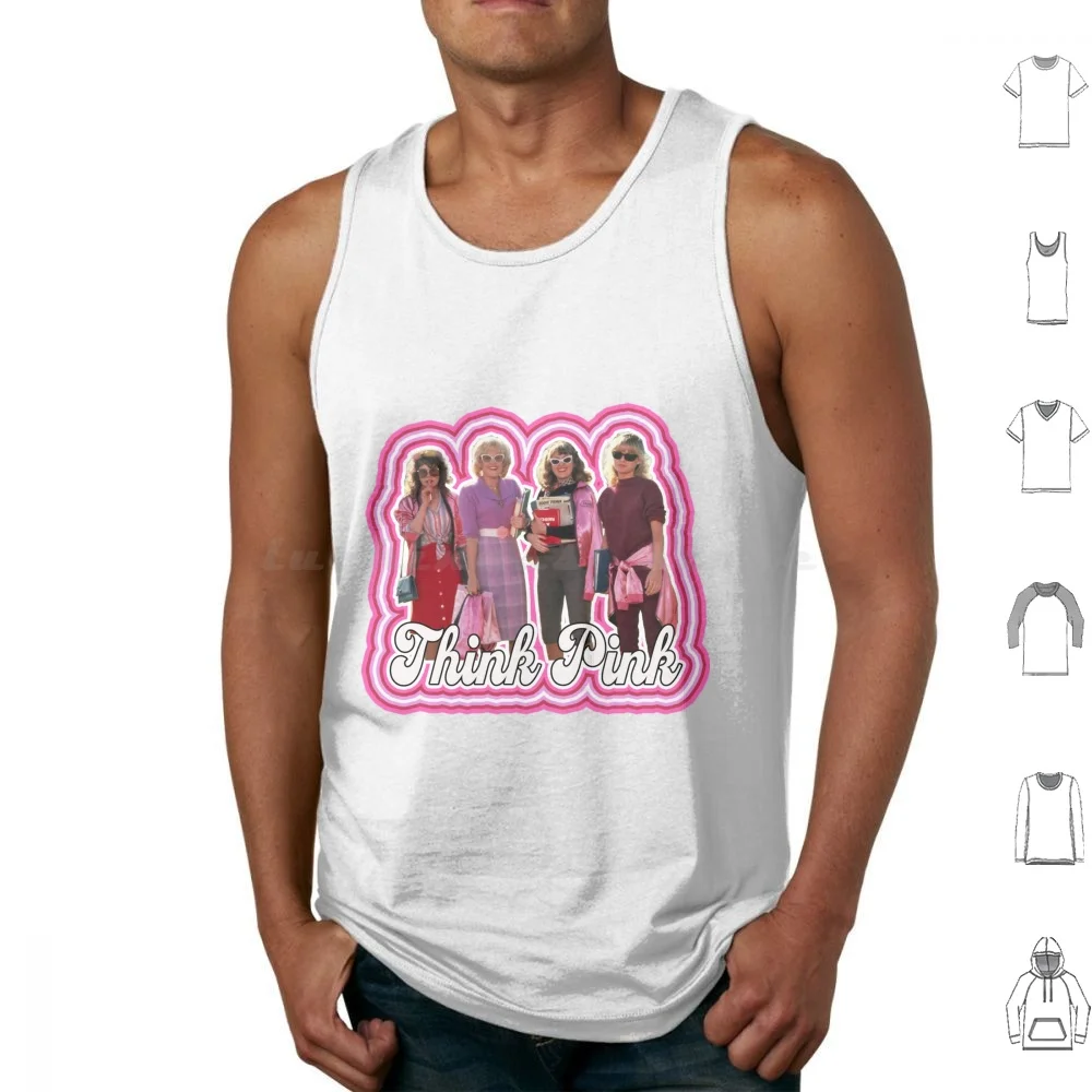 Pink Ladies Grease 2 Michelle Pfeiffer-Think Pink Tank Tops Print Cotton Grease 2 Michelle Pfeiffer Lorna Luft