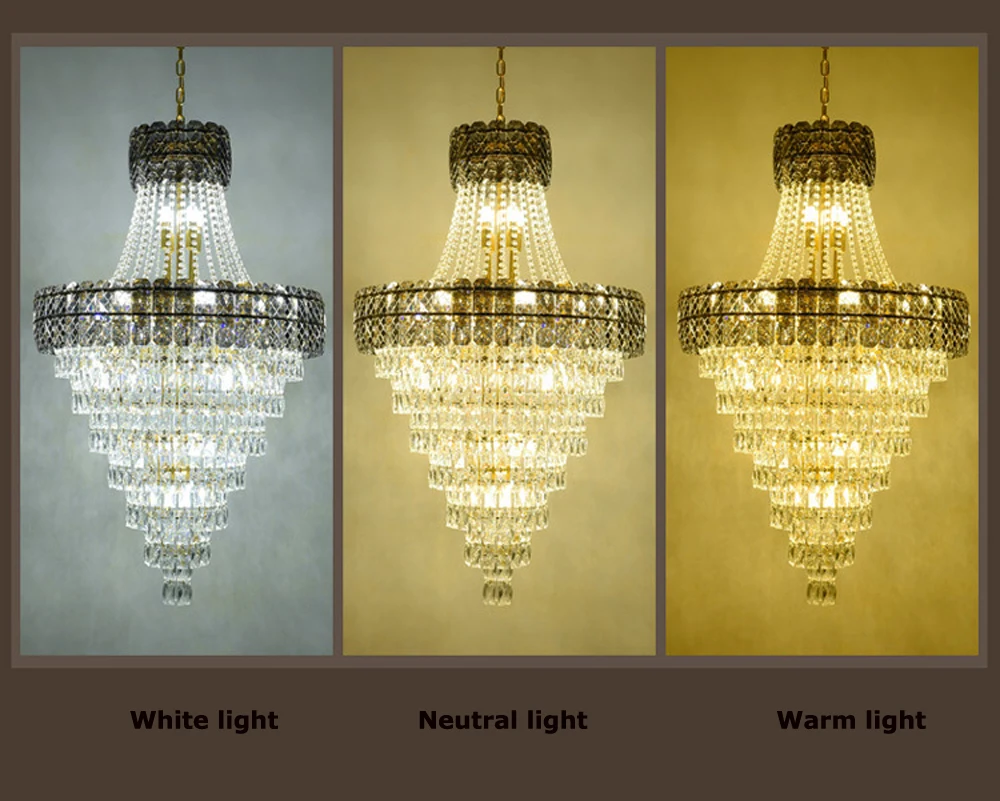 K9 Crystal Clear Amber Grey LED Chandelier
