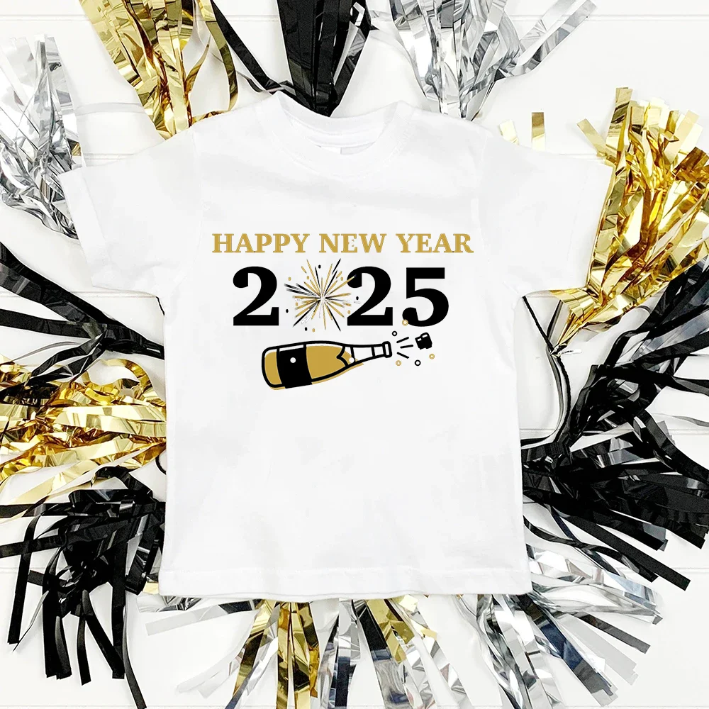 Happy New Year 2025 Kids Short Sleeve TeeToddler Shirt New Years Eve 2025 Kids Tee Happy New Year Shirts Funny Christmas Tee
