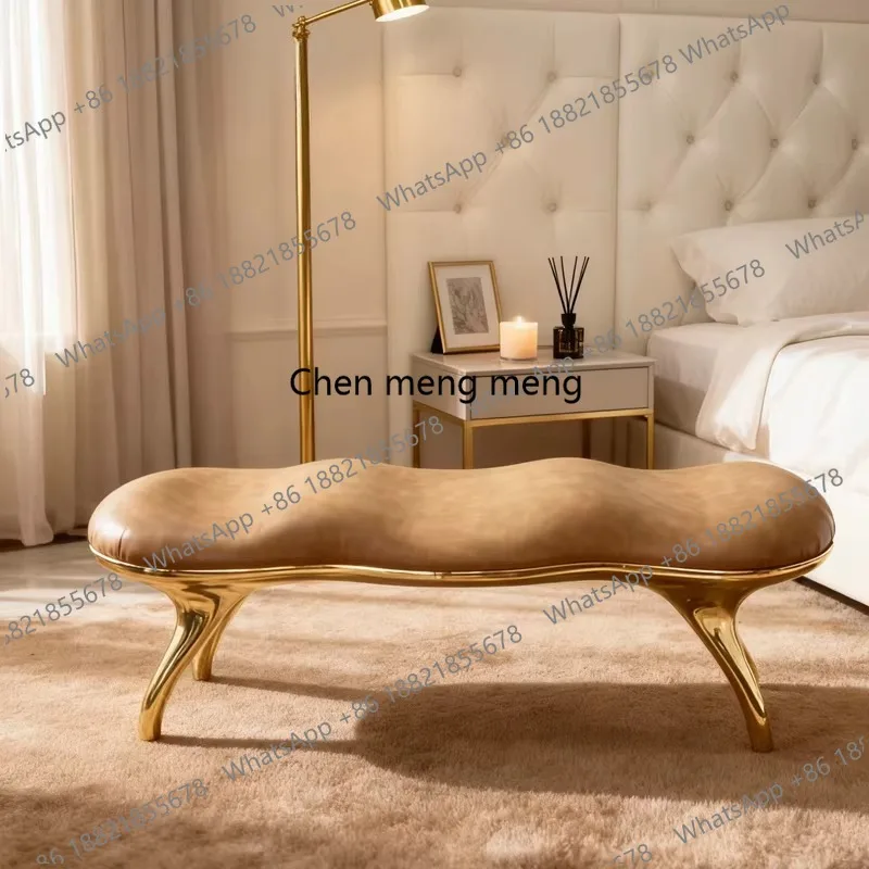 

Creative light luxury, modern low stool at the end of the bed, living room villa, sitting shoe changing stool