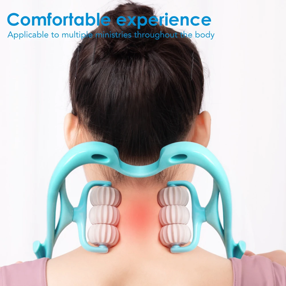 6-Wheel Cervical Spine Massage Roller Office Manual Multi-Function Relief Back Waist Shoulder Neck Clip Sports Equipment