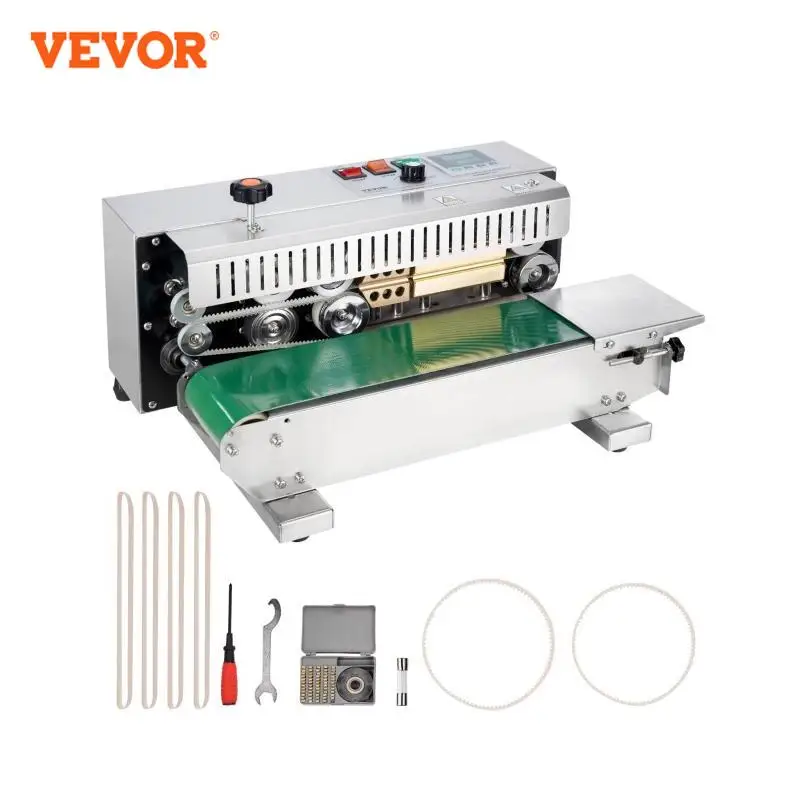 VEVOR Horizontal Bag Band Sealing Machine Continuous Band Sealer with Digital Temperature Control for 0.02-0.8 mm Plastic Bags