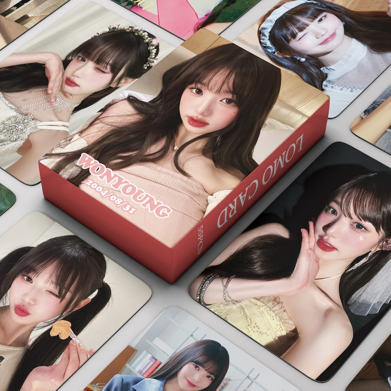 Kpop WonYoung-tarjeta Personal en caja, fotos HD de alta calidad, estilo coreano, tarjetas recubiertas LOMO, colección de Fans, 55 unids/set