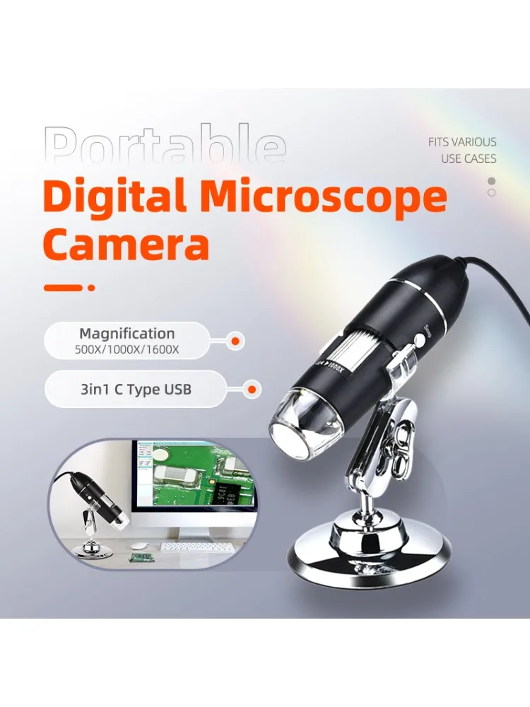 500X/1000X/1600X Digital Mikroskop 3in1 C Typ USB Tragbare Elektronen Kamera Für Löten LED Handy reparatur