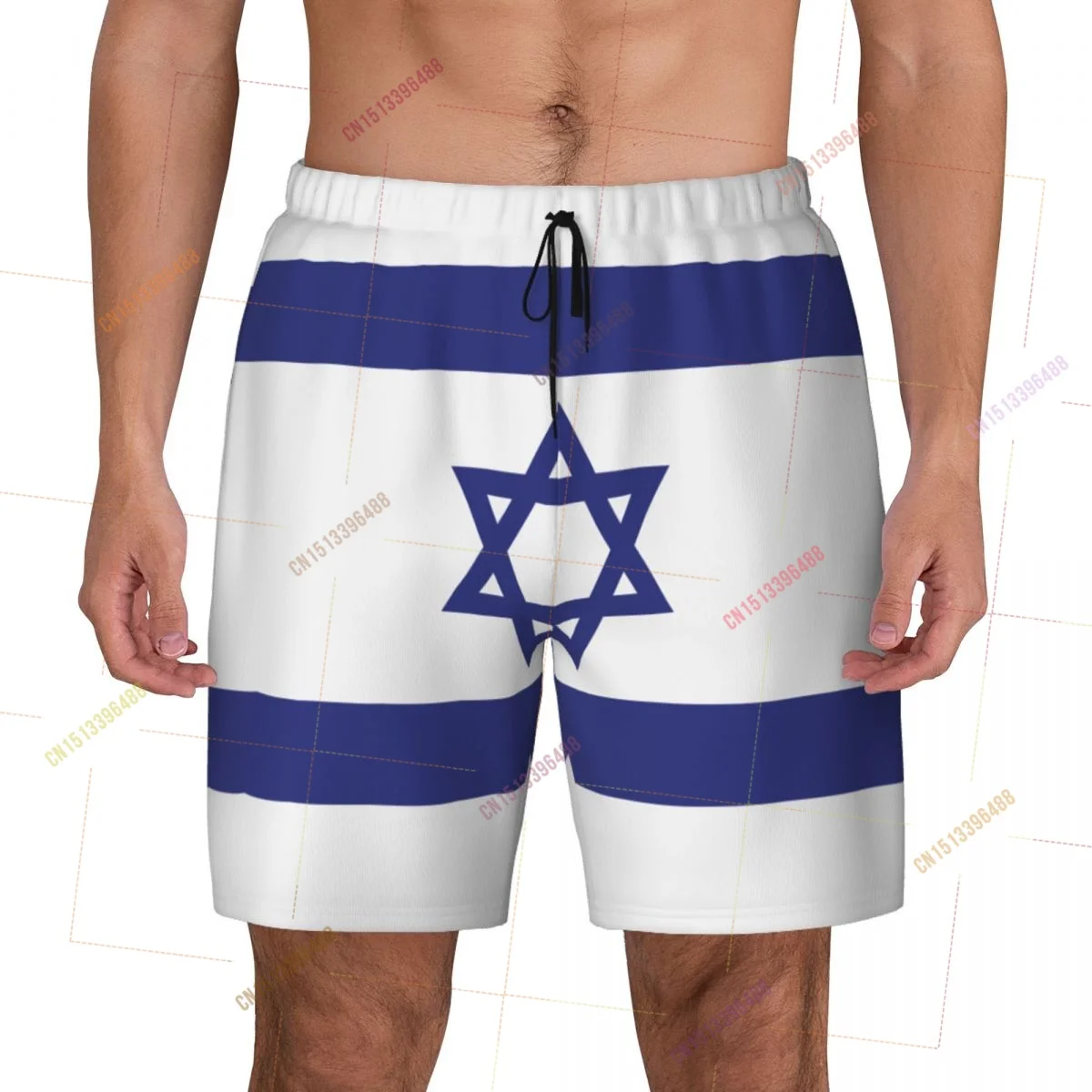 2026 Israel Flag Top Print 3D Mens Swimming Trunks Hawaiian Bathing Beach 2 in 1 Quick-Dry Summer Swim Shorts With Pockets