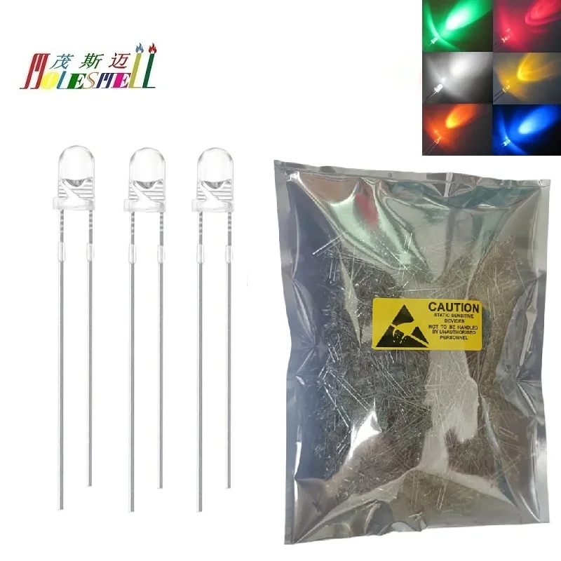 

1000pcs 3mm 20000mcd round Red Yellow Blue Green White Orange water clear lens LED light lamp